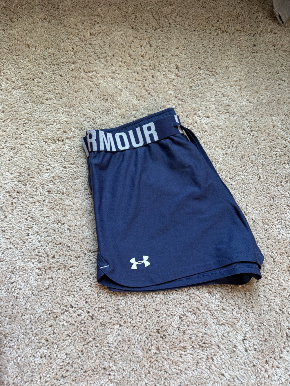 Under Armour Navy Athletic Shorts with Branded Waistband